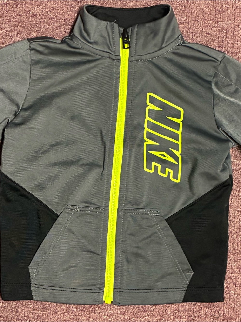 Nike Gray and Neon Yellow Full-Zip Athletic Jacket